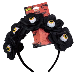 Halloween headband with black roses and eyeballs