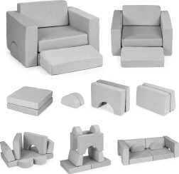 Modulārs bērnu atpūtas krēsls ar 8 spilveniem ECOTOYS – pelēks