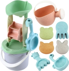 Woopie Green smilšu komplekts ar vējdzirnavām, 9 detaļas, bioloģiski noārdāms materiāls