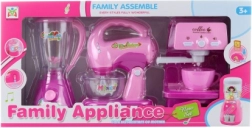 Bērnu virtuves ierīču komplekts ar baterijām – kafijas automāts, mikseris un blenderis