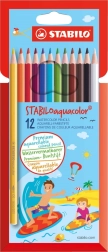 Akvareļu krāsu zīmuļu komplekts Stabilo Aquacolor, 12 gab.