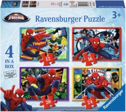 Bērnu puzles Disney Spider-Man 4 vienā – 12, 16, 20 un 24 detaļas, 19×14 cm