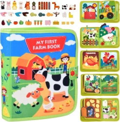 Filca sensorā quiet book – ferma ar elementiem uz lipekļiem