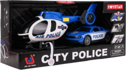 Policijas komplekts: helikopters un auto ar gaismām un skaņām