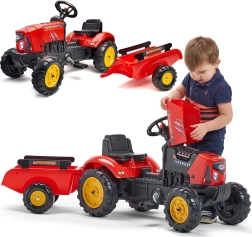Bērnu pedāļu traktors FALK Red Supercharger ar noņemamu piekabi