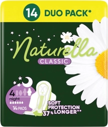 Naturella Classic higiēniskās paketes Night ar spārniņiem 14 gab.