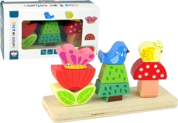 Koka puzle zieds, tauriņš un putns