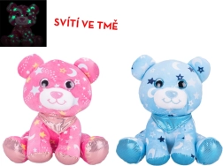 Plīša lācītis 20 cm ar lakatiņu, spīd tumsā