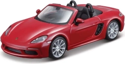 Metāla automašīnas modelis Bburago 1:32 Porsche 718 Boxster – tumši sarkans, dzeltens