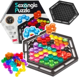 Loģiskā spēle SEXANGLE PUZZLE – sešstūrains tetriss ar 16 detaļām un 112 uzdevumiem