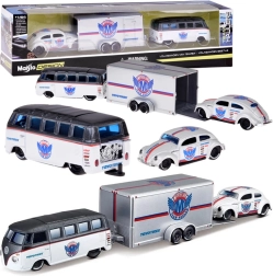 Maisto metāla komplekts 1:64 – Volkswagen Van Samba ar piekabi un Volkswagen Beetle