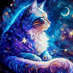 Dimantu gleznošana Kosmiskā kaķe 30x40 cm