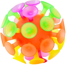 Sporta bumbiņa ar piesūcekņiem un gaismu 10 cm