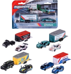 Majorette Racing Deluxe piekabes – komplekts ar 2 automašīnām un piekabi 1:64