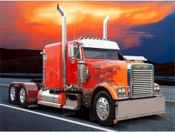 Dimantu gleznošana Sarkanais kravas auto ar liesmām 30x40cm