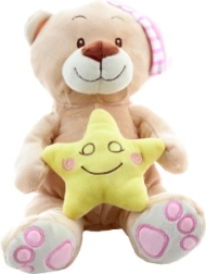 Plīša lācītis ar zvaigznīti, rozā, 23 cm