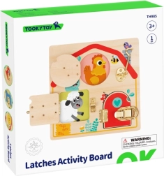 Koka aktivitāšu dēlis ar slēdzenītēm