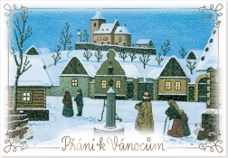 Ziemassvētku apsveikums ar vainadziņa motīvu