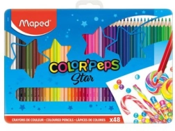 Trīsstūrveida krāsainie zīmuļi Maped Color'Peps 48 gab. metāla kārbiņā