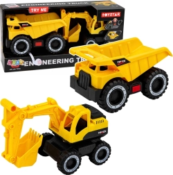 Construction Vehicle Set – Excavator and Dump Truck with Lights and Sounds, Yellow