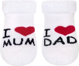 Children’s terry socks New Baby I Love Mum and Dad white