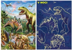 Spīdoša puzle “Dinozauru pasaule” 100 XL detaļas