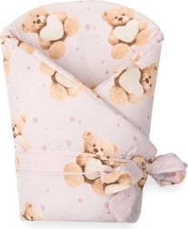 Bērnu ietināmā sedziņa New Baby Love Teddy 80×80 cm rozā