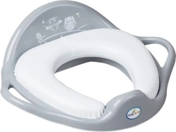 Bērnu mīkstā tualetes sēdētava ar pūcītēm, pelēka