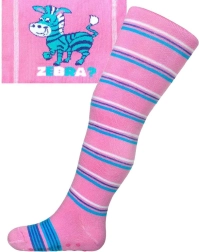 Kokvilnas zeķubikses ar ABS New Baby rozā zebra ar svītrām, izm. 104–110