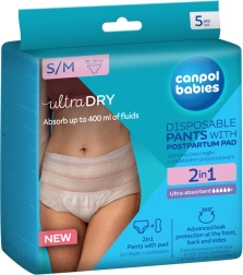 Canpol babies vienreizējās pēcdzemdību biksītes ar ieliktnīti 2v1 S/M, 5 gab.