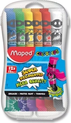Temperas krāsas tūbiņās 12×12 ml plastmasas kastītē MAPED