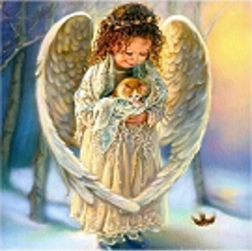 Dimanta mozaīka - eņģelītis ar kaķīti