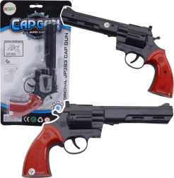 Melnbalts kapsulu revolveris – rotaļlieta un rekvizīts ar reālistisku skaņu