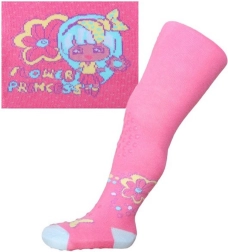 Kokvilnas zeķubikses New Baby ar 3× ABS – rozā Flower Princess, izmērs 104–110