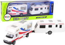 Automašīnu komplekts Karavāna un Kempinga piekabe ar metāla elementiem