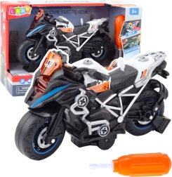 Montējams sacīkšu motocikls ar gaismu un skaņām, melns