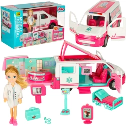 Mobilā ambulatorā slimnīca ar lelli un piederumiem