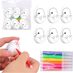 Polystyrene Easter eggs for painting with markers, chick in egg, 6 pcs