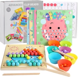 Montesori mozaīka ar koka lodītēm – izglītojoša šķirošanas spēle