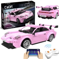 CaDA sacīkšu sporta auto RC rozā būvkomplekts 280 detaļas Dual Mode