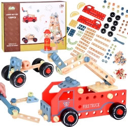 Koka radošo rotaļlietu konstruktors, 129 detaļas