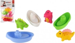 Vannas komplekts: laiviņas un ūdens šļakstošie dinozauri (3+3 gab.)