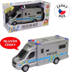 Policijas auto 19,5 cm ar gaismu un skaņu (darbojas ar baterijām)