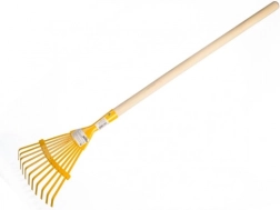 Bērnu plakanās grābeklītes ar koka kātu 80 cm – dzeltens