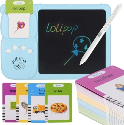 Interactive Card Reader with Cards and LCD Notepad 2-in-1 – Blue