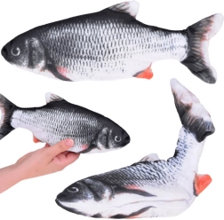 Interaktīva mīksta rotaļu zivs ar kustīgu asti, USB, 25 cm