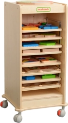 Koka kaste izglītojošajām tāfelēm MASTERKIDZ 28 × 28 cm uz riteņiem