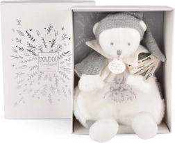 Doudou dāvanu komplekts - plīša lācītis ar cepurīti 25 cm