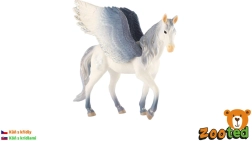 Zooted White and Gray Winged Pegasus Horse 14 cm