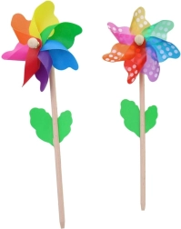 Vēja virpulis 14 cm ar koka kātu, 3 veidi